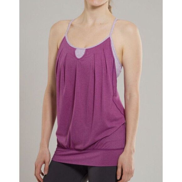 Lululemon Let It Loose Tank Top Cutout Workout Top Built In Bra Purple size 6 - Picture 1 of 12